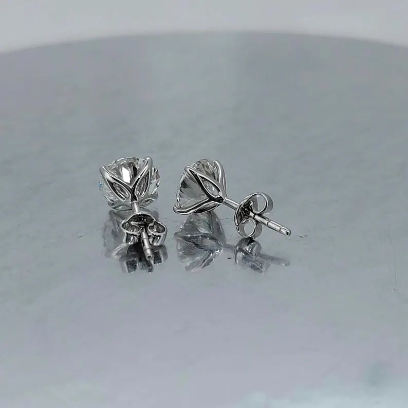 4ct total E, VVS2, IGI Certified lab grown Diamond Round Stud, White Gold Earrings, Diamond Studs, Birthday, Valentines Gift for her