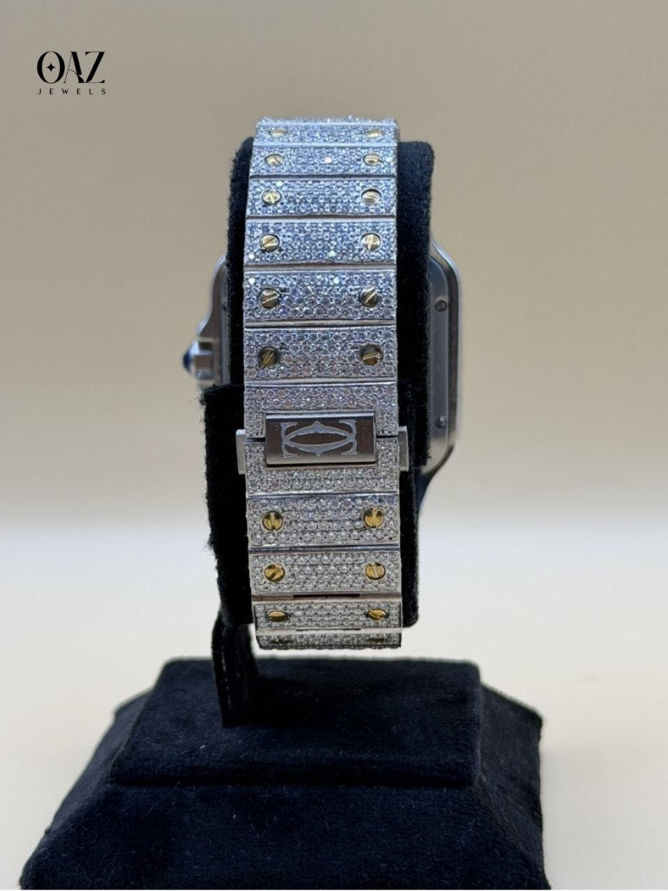Men's VVS Moissanite Watch | 41MM | 26 CT Bust Down | Yellow Gold