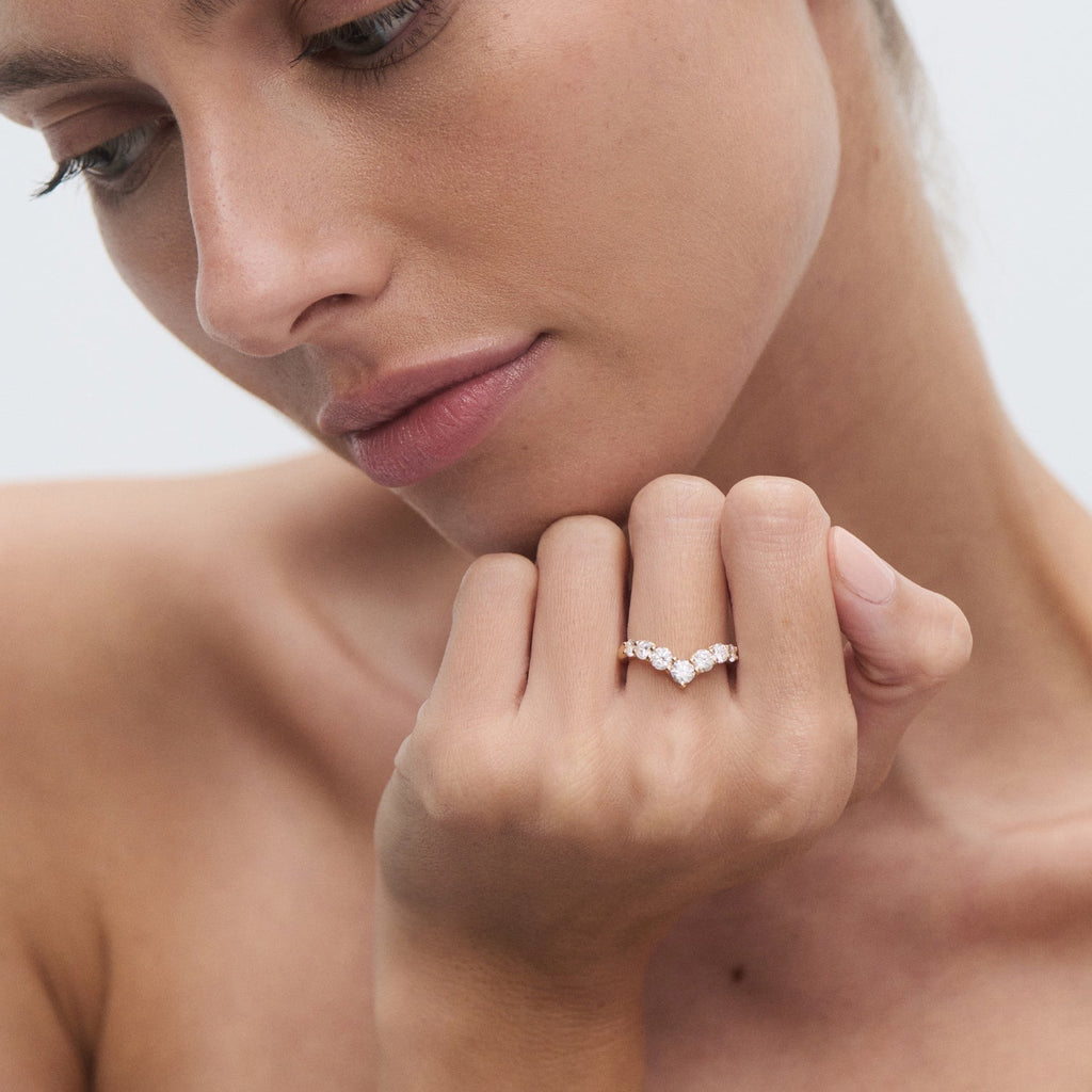 Valerie Ring | Round Diamond Wishbone Ring
