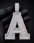 Custom Initial Pendant in 925 Sterling Silver with VVS Moissanite – Iced-Out Personalized A Letter Pendant