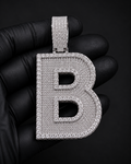 Custom Initial Pendant in 925 Sterling Silver with VVS Moissanite – Iced-Out Personalized B Letter Pendant