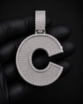 Custom Initial Pendant in 925 Sterling Silver with VVS Moissanite – Iced-Out Personalized C Letter Pendant