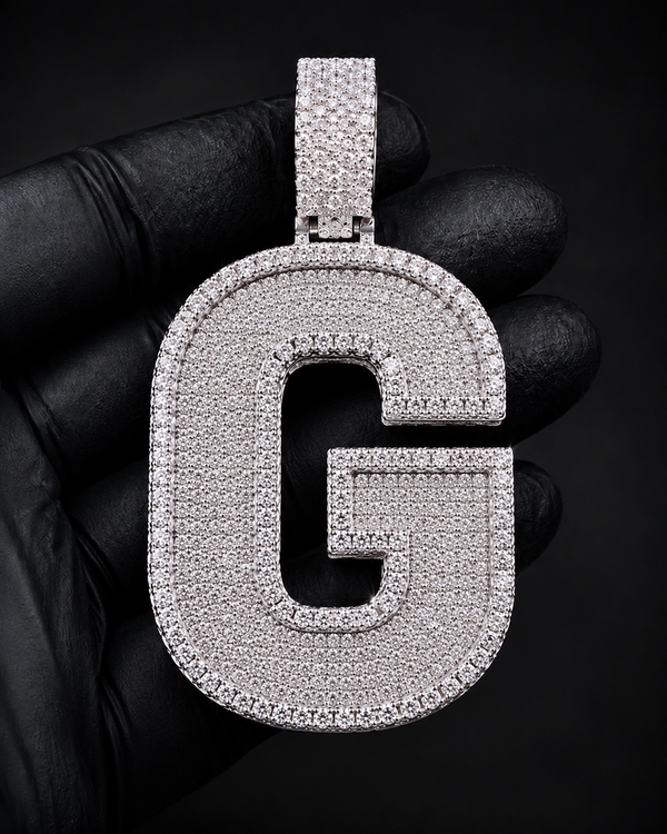 Custom Initial Pendant in 925 Sterling Silver with VVS Moissanite – Iced-Out Personalized G Letter Pendant (Copy) (Copy) (Copy)