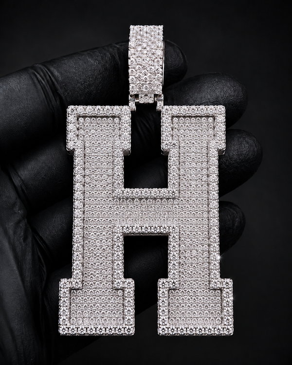 Custom Initial Pendant in 925 Sterling Silver with VVS Moissanite – Iced-Out Personalized H Letter Pendant (Copy) (Copy) (Copy) (Copy)