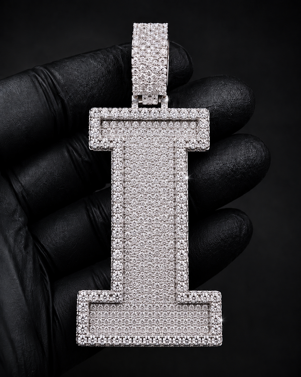 Custom Initial Pendant in 925 Sterling Silver with VVS Moissanite – Iced-Out Personalized I Letter Pendant (Copy) (Copy) (Copy) (Copy) (Copy)