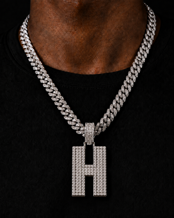Custom Initial Pendant in 925 Sterling Silver with VVS Moissanite – Iced-Out Personalized H Letter Pendant (Copy) (Copy) (Copy) (Copy)