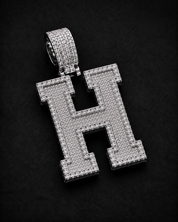 Custom Initial Pendant in 925 Sterling Silver with VVS Moissanite – Iced-Out Personalized H Letter Pendant (Copy) (Copy) (Copy) (Copy)