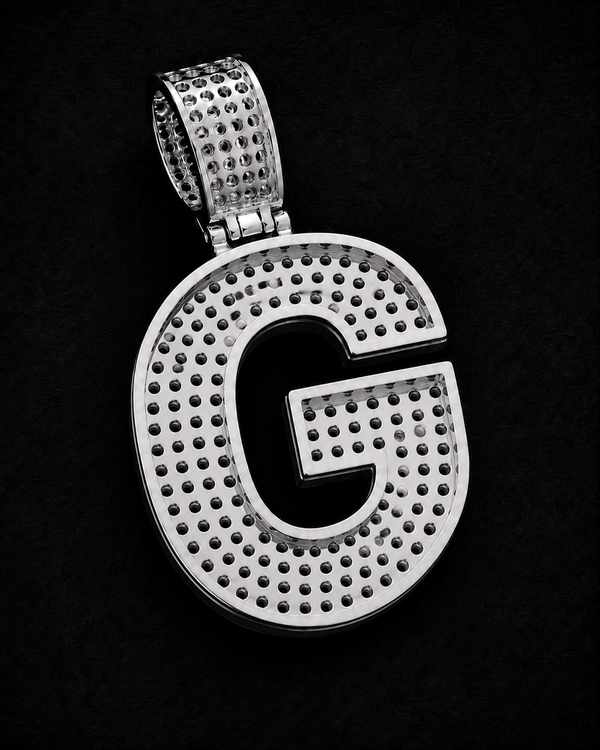 Custom Initial Pendant in 925 Sterling Silver with VVS Moissanite – Iced-Out Personalized G Letter Pendant (Copy) (Copy) (Copy)
