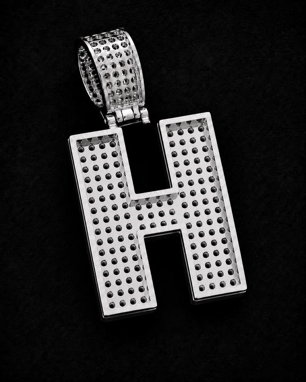 Custom Initial Pendant in 925 Sterling Silver with VVS Moissanite – Iced-Out Personalized H Letter Pendant (Copy) (Copy) (Copy) (Copy)