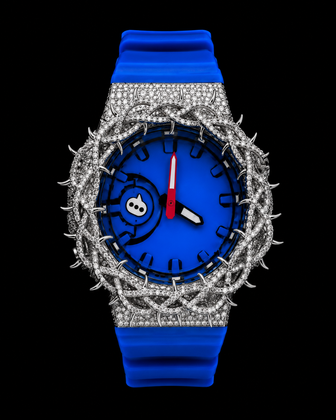 Blue Thorn VVS Moissanite Iced-Out Watch | Blue Rubber Strap