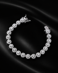 Round Halo Moissanite Tennis Bracelet in 925 Sterling Silver