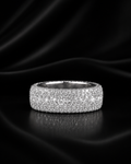 Unisex Iced-Out Moissanite Pave Ring – 925 Sterling Silver Wide Band