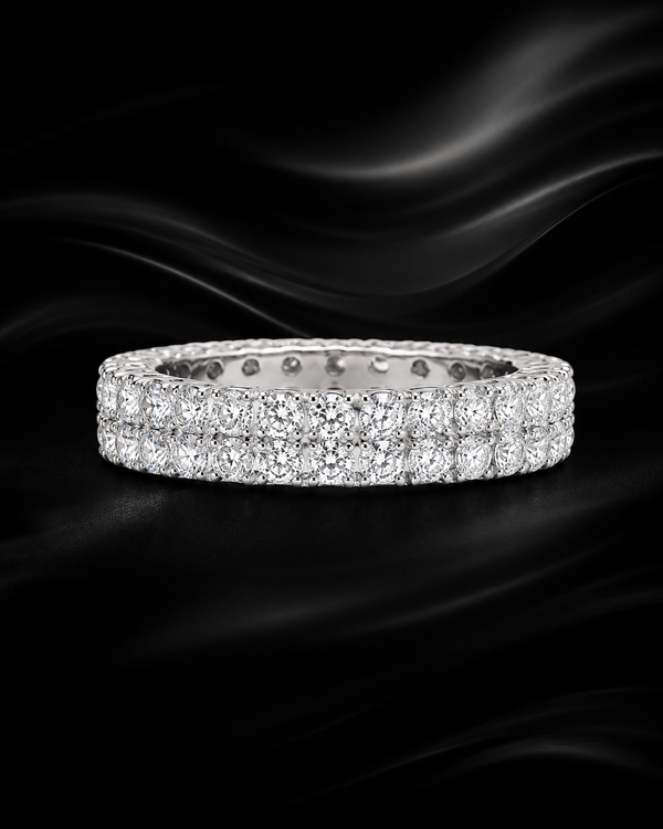 Two-Row Moissanite Eternity Band in 925 Sterling Silver