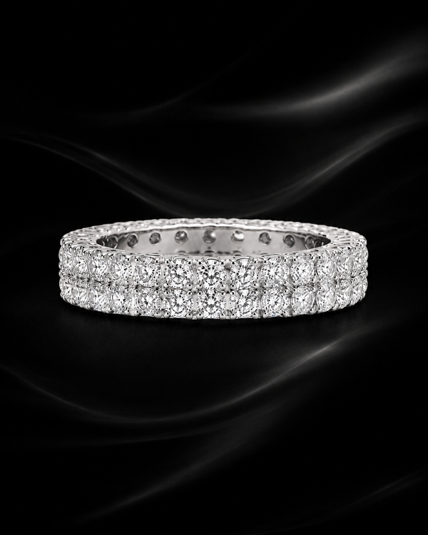 Two-Row Moissanite Eternity Band in 925 Sterling Silver