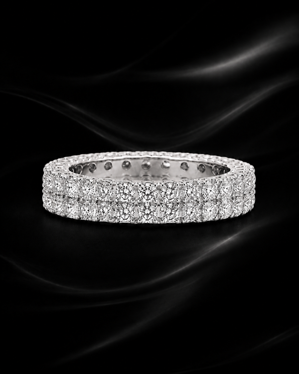 Two-Row Moissanite Eternity Band in 925 Sterling Silver