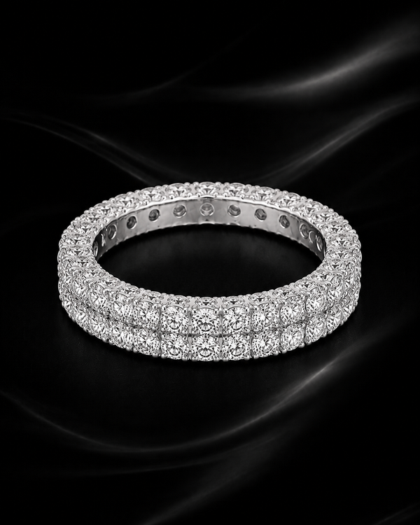 Two-Row Moissanite Eternity Band in 925 Sterling Silver