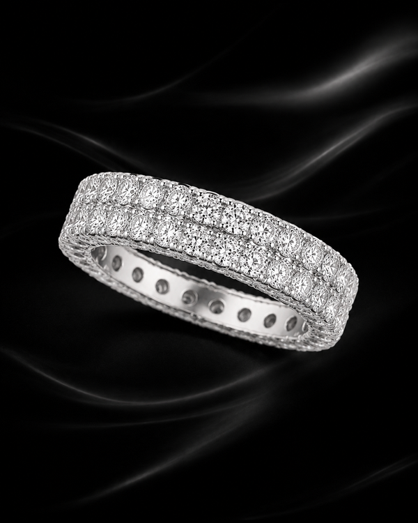 Two-Row Moissanite Eternity Band in 925 Sterling Silver