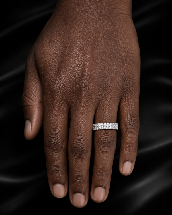 Two-Row Moissanite Eternity Band in 925 Sterling Silver