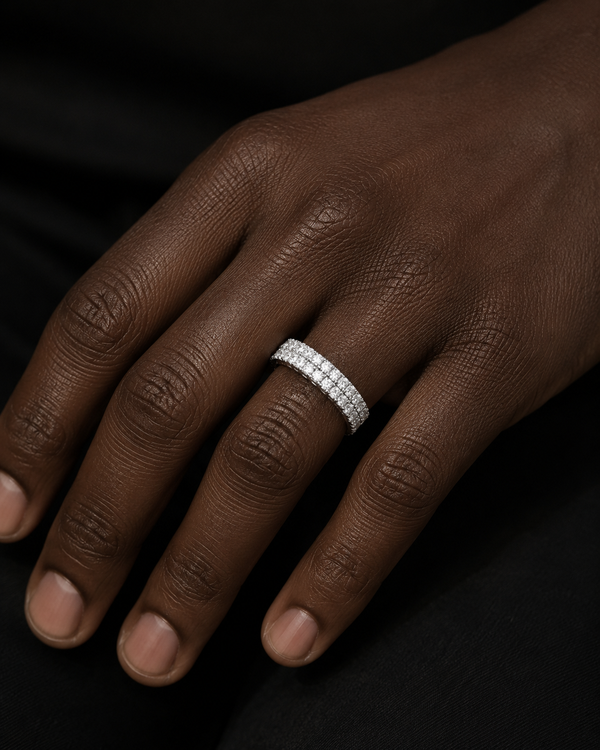 Two-Row Moissanite Eternity Band in 925 Sterling Silver