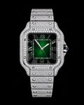 Green Dial Iced-Out Moissanite Square Watch – Full Diamond Style