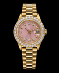 41MM Pink Dial Gold-Tone Moissanite Diamond Watch – Iced Bezel
