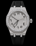 41MM Moissanite Arabic Dial Watch – Black Rubber Strap | Full Iced-Out