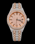 41MM Rose Gold & Silver Moissanite Watch – Full Iced-Out Edition