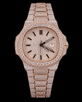 41MM Rose Gold Full Iced-Out Moissanite Watch – Pave Dial & Bracelet
