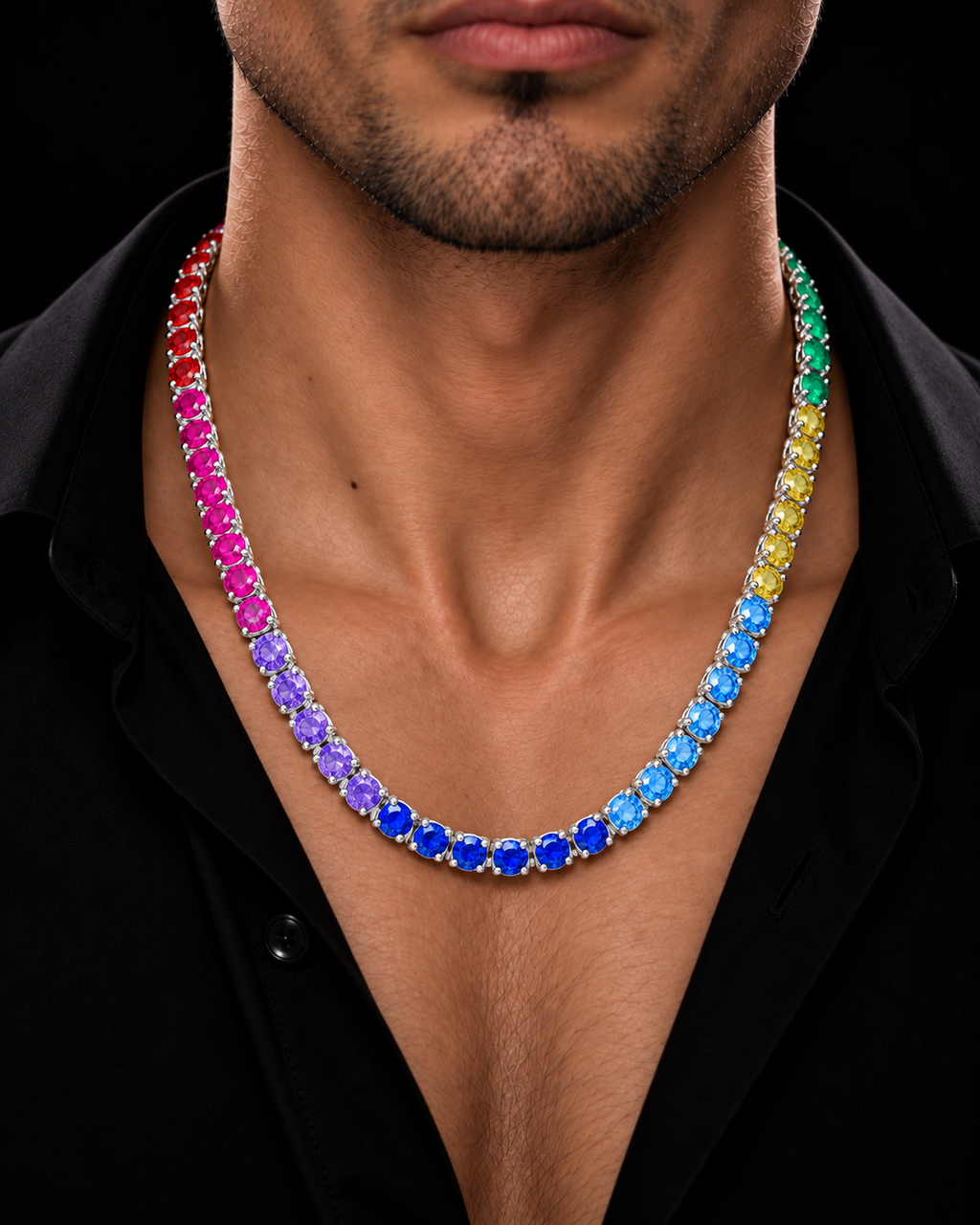 4MM Multicolor Rainbow Tennis Chain – 925 Sterling Silver
