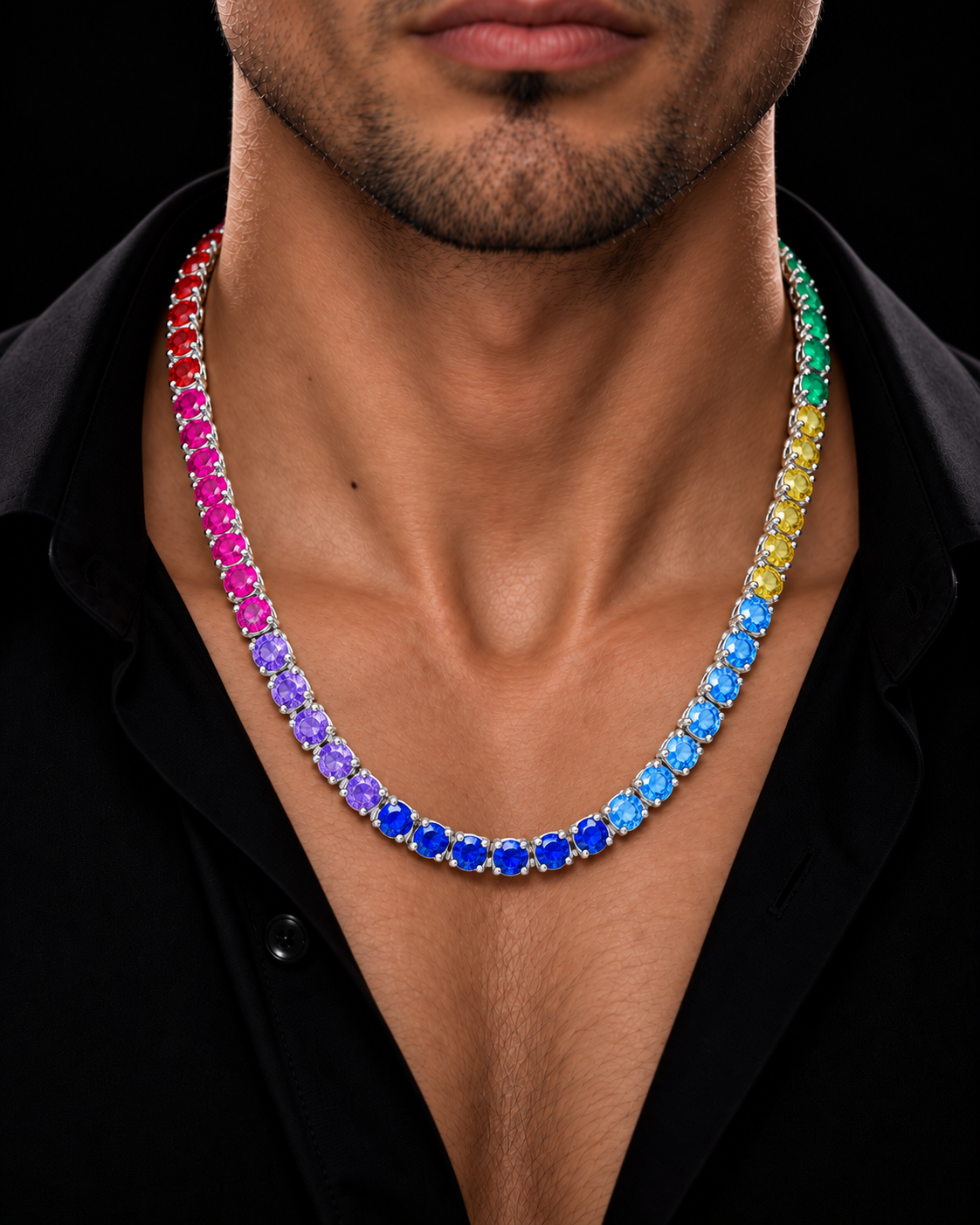 4MM Multicolor Rainbow Tennis Chain – 925 Sterling Silver