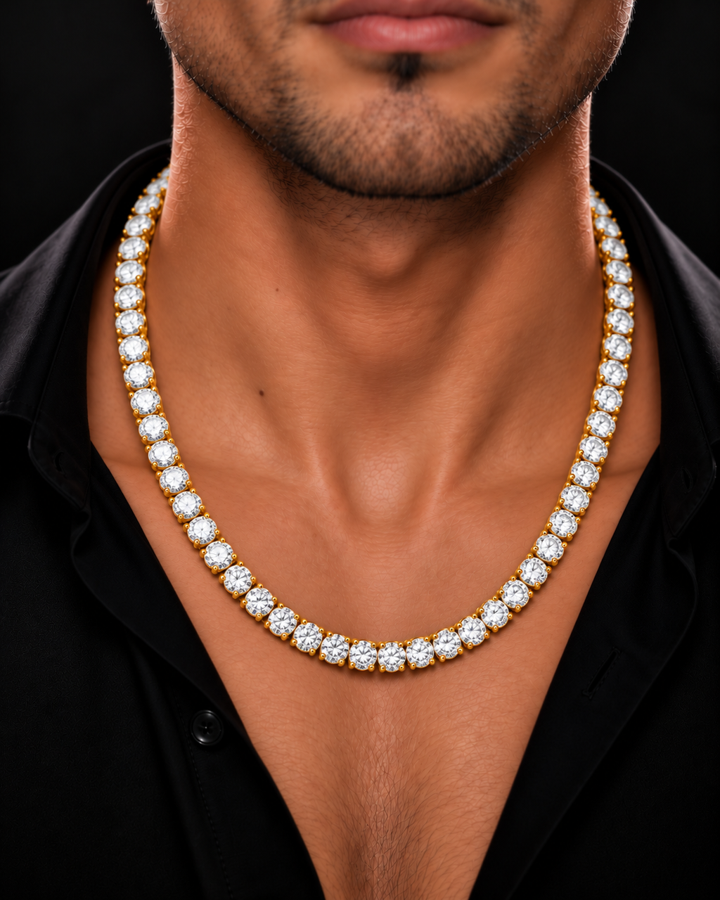 6MM Round Cut Tennis Chain – Yellow Gold Finish