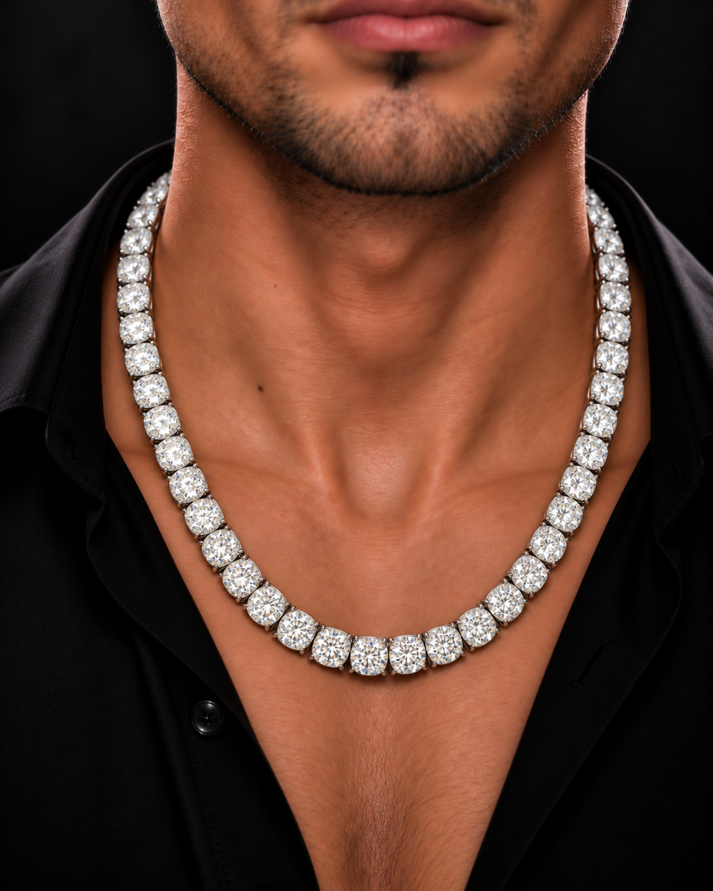 10MM Round Cut Tennis Chain – 925 Sterling Silver