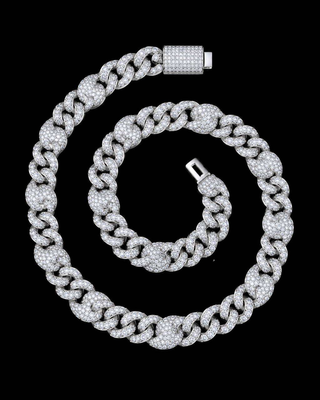 Iced-Out Moissanite Cuban Link Chain – 925 Sterling Silver