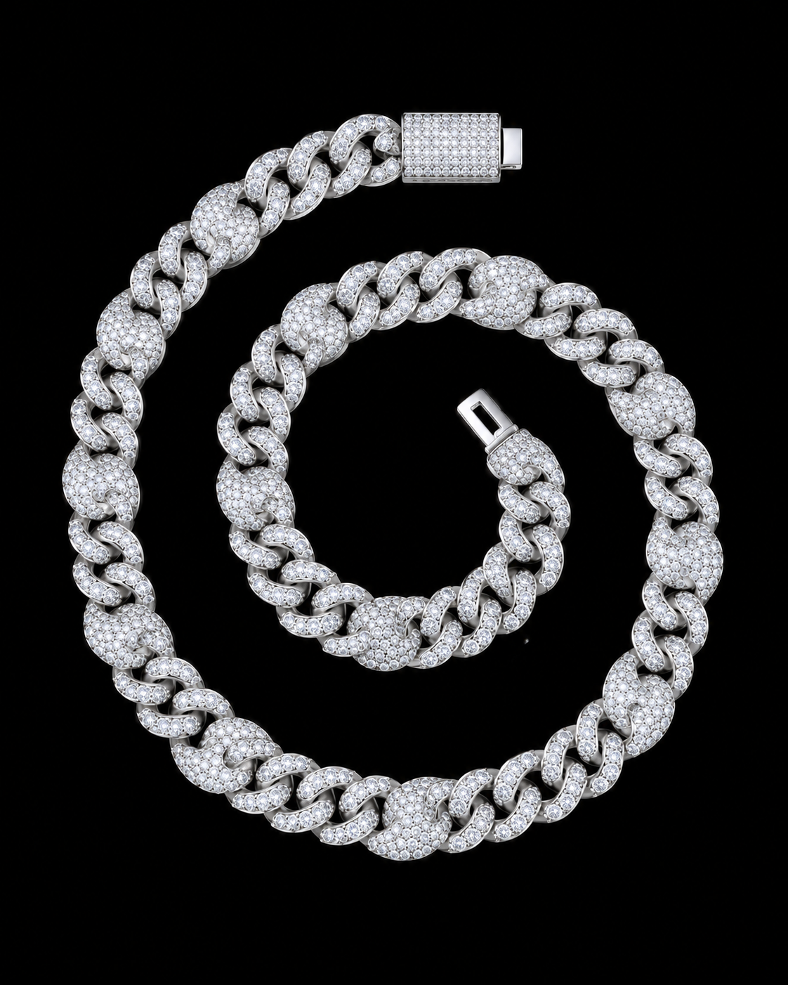 Iced-Out Moissanite Cuban Link Chain – 925 Sterling Silver