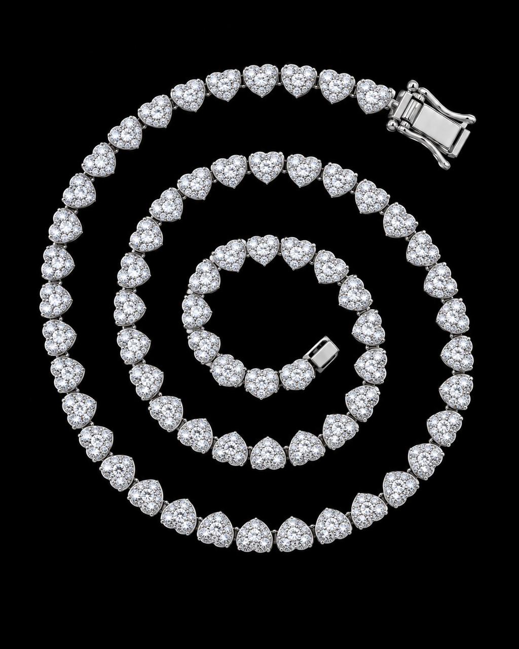 Heart-Shaped Moissanite Tennis Chain – 925 Sterling Silver