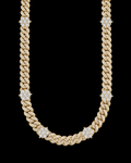 10MM Iced-Out Cuban Link Chain with Floral Accents – 925 Sterling Silver