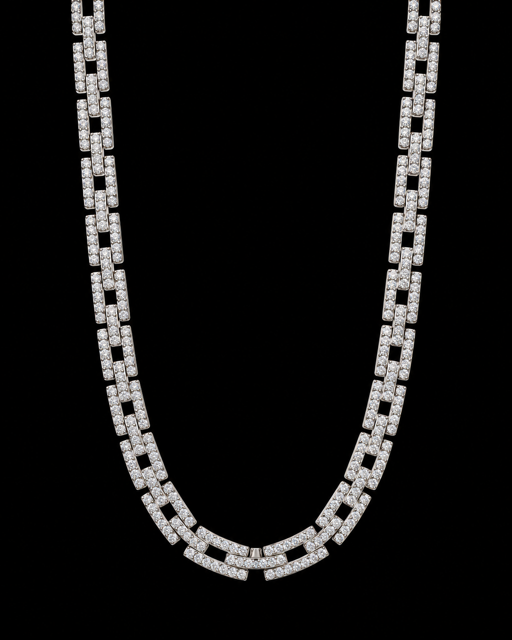 8MM Iced-Out Link Chain – 925 Sterling Silver