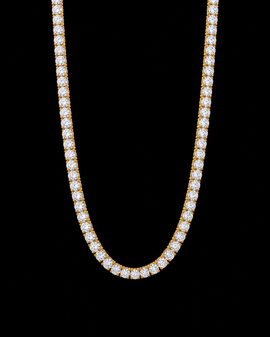 6MM Round Cut Tennis Chain – Yellow Gold Finish