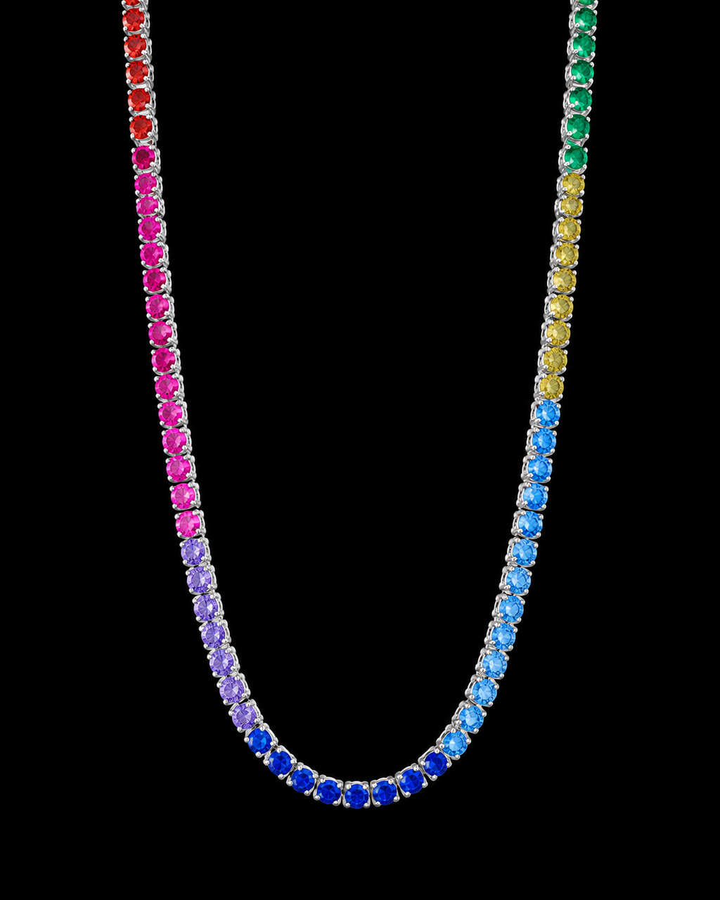 4MM Multicolor Rainbow Tennis Chain – 925 Sterling Silver