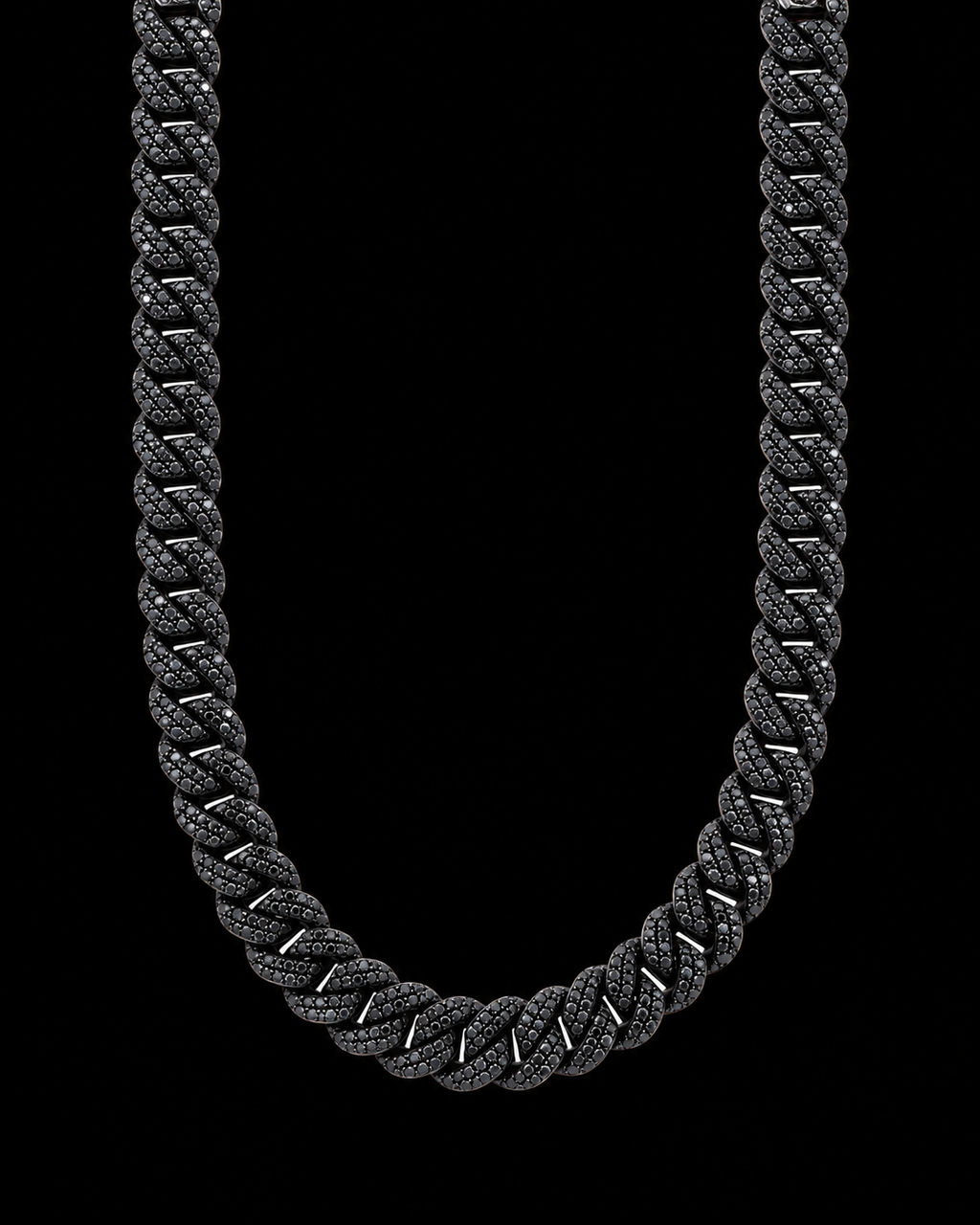 Black Moissanite Iced Out Cuban Link Chain – Bust Down Hip Hop Necklace