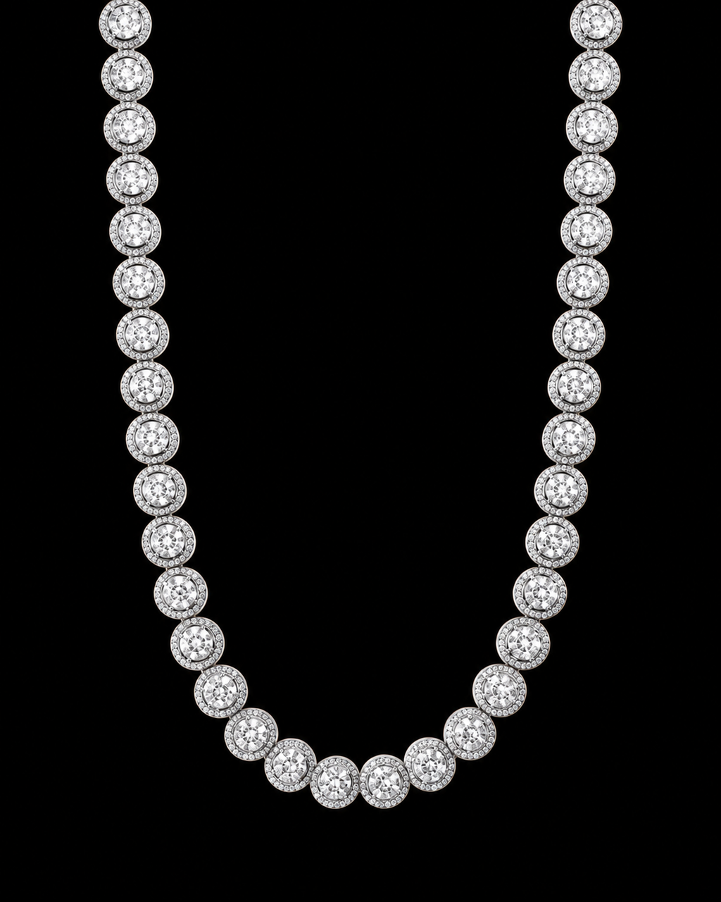 10MM Round Halo Tennis Chain – 925 Sterling Silver
