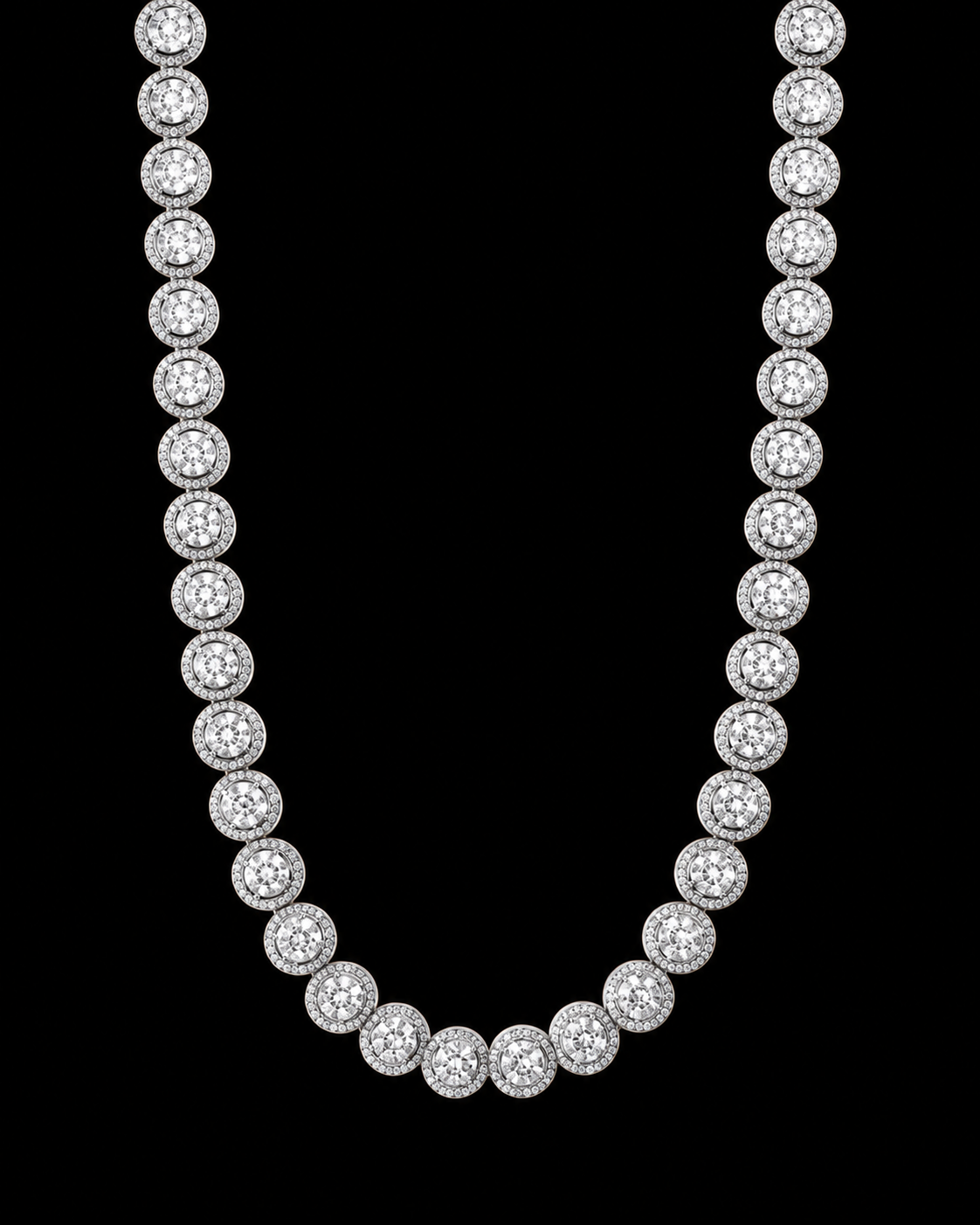 10MM Round Halo Tennis Chain – 925 Sterling Silver
