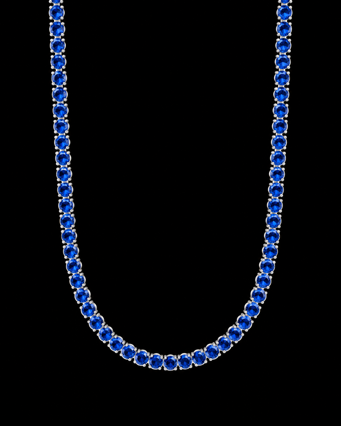 3MM Blue Stone Tennis Chain – 925 Sterling Silver