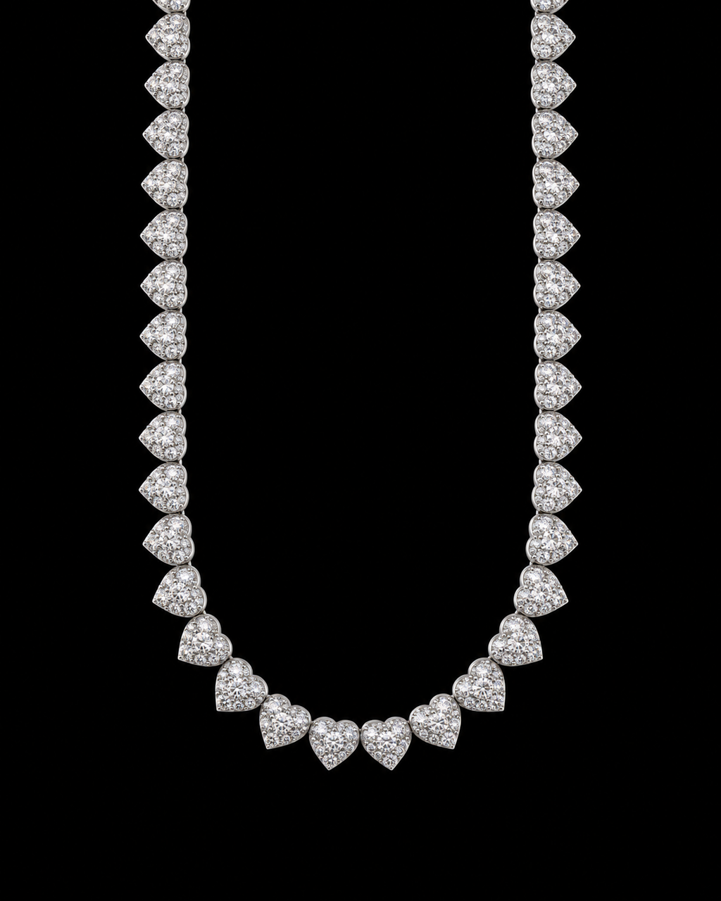 Heart-Shaped Moissanite Tennis Chain – 925 Sterling Silver