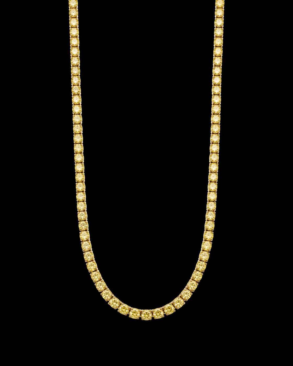 3MM Yellow Moissanite Tennis Chain – 925 Sterling Silver