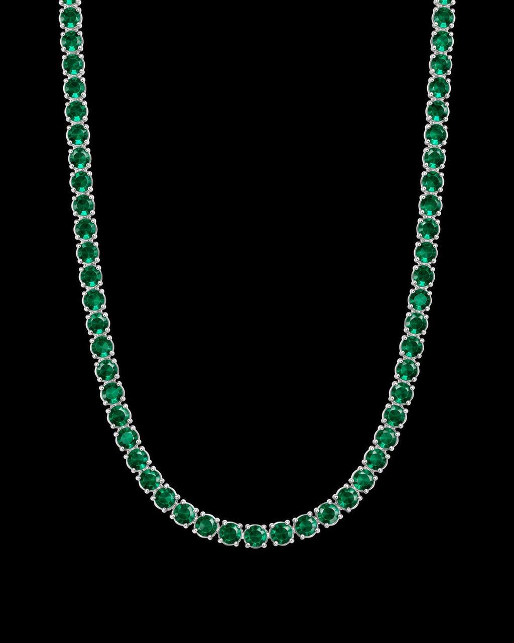 3MM Green Round Stone Tennis Chain – 925 Sterling Silver