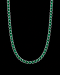 3MM Green Round Stone Tennis Chain – 925 Sterling Silver