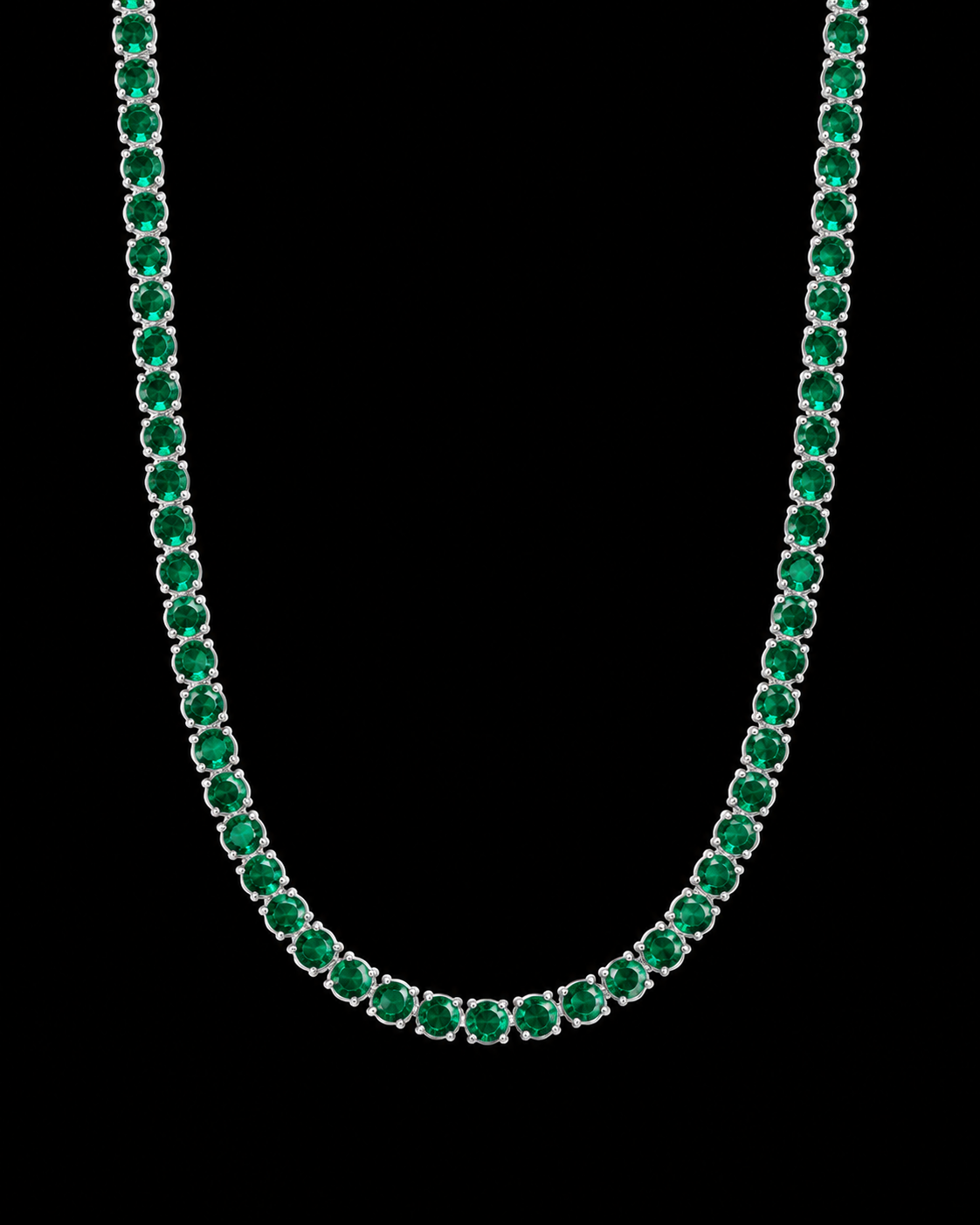 3MM Green Round Stone Tennis Chain – 925 Sterling Silver