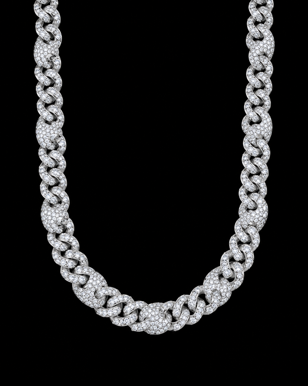 Iced-Out Moissanite Cuban Link Chain – 925 Sterling Silver