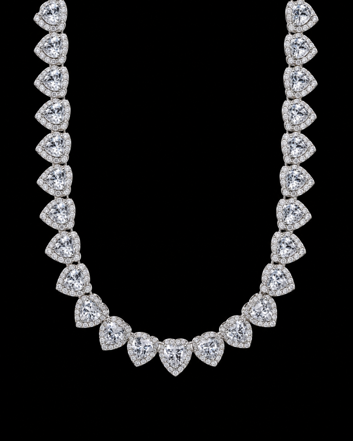 10mm Heart-Cut Moissanite Tennis Chain – 925 Sterling Silver